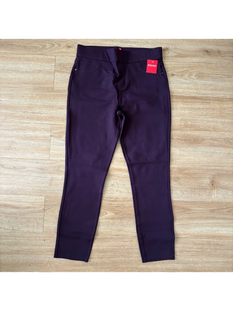 Spanx High Rise The Perfect Pant Ponte Knit Ankle Slimming Burgundy Nwt Size L